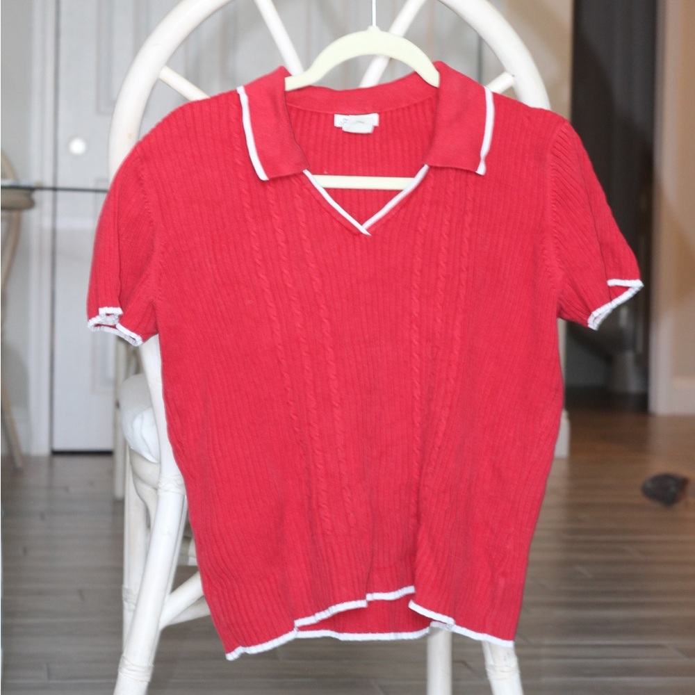 Vintage St. John’s Bay Collared Cable Knit Top